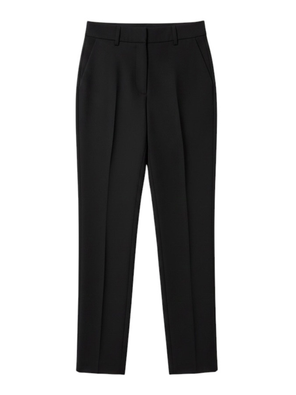 Sezane Gustavo Trousers Black Straight 7/8 Leg Mid Rise Pleated Pants Size 36 4